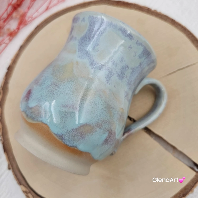 Kubek beczułka MAX duży ceramiczny Glena Art niebieskie niebo z uszkiem do kawy herbaty ulubiony kubek ceramiczny ceramika 400 ml