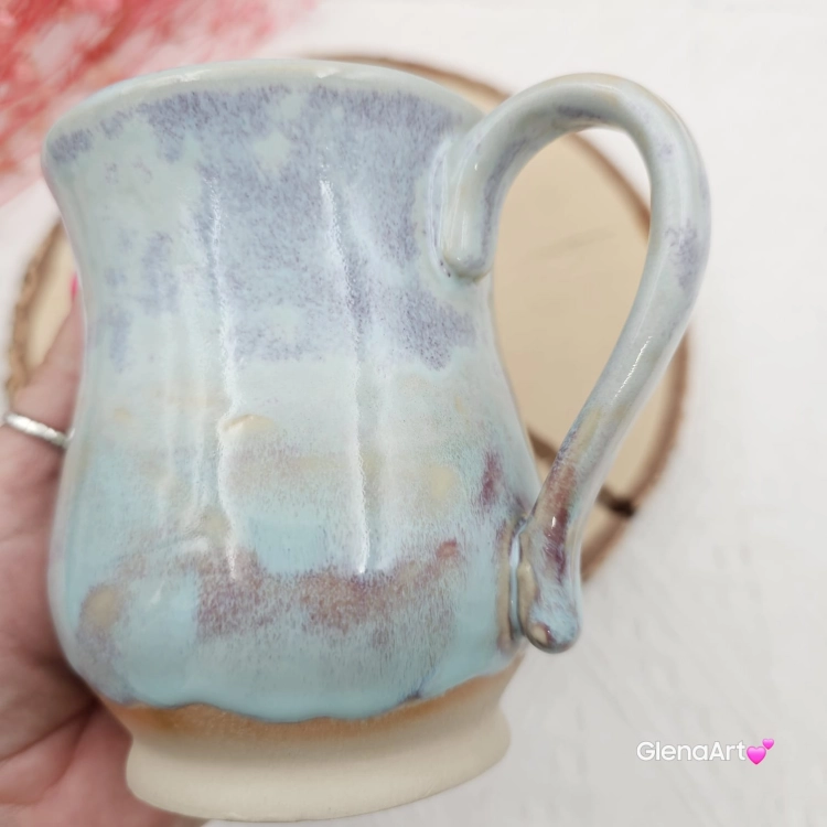 Kubek beczułka MAX duży ceramiczny Glena Art niebieskie niebo z uszkiem do kawy herbaty ulubiony kubek ceramiczny ceramika 400 ml