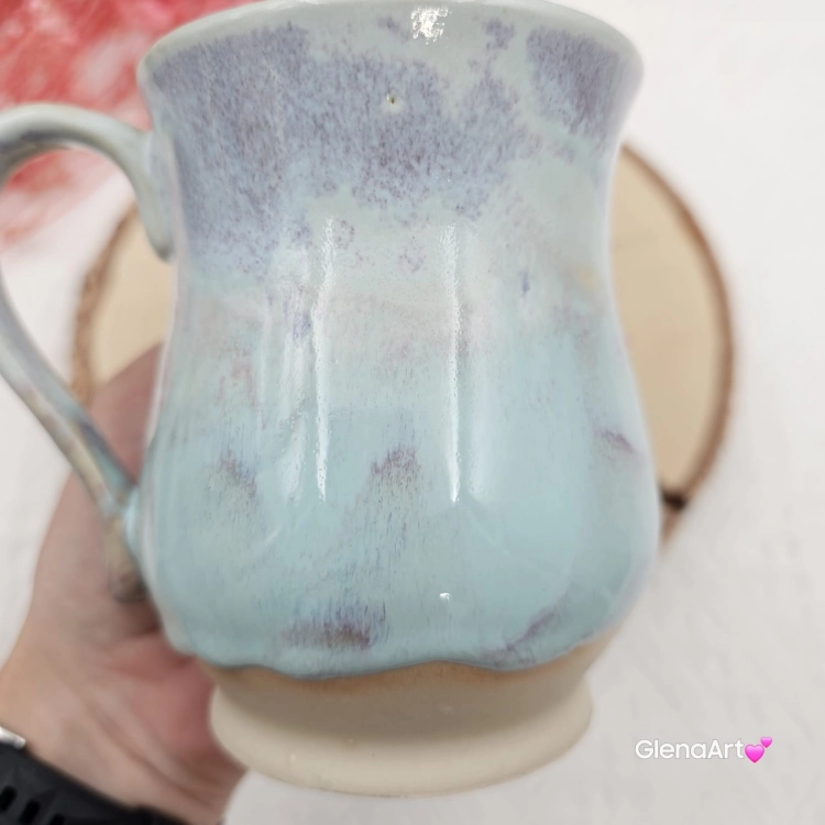 Kubek beczułka MAX duży ceramiczny Glena Art niebieskie niebo z uszkiem do kawy herbaty ulubiony kubek ceramiczny ceramika 400 ml
