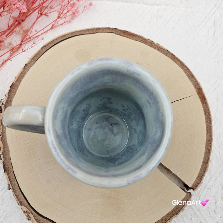 Kubek beczułka MAX duży ceramiczny Glena Art niebieskie niebo z uszkiem do kawy herbaty ulubiony kubek ceramiczny ceramika 400 ml