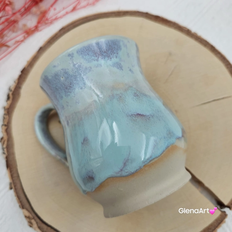 Kubek beczułka MAX duży ceramiczny Glena Art niebieskie niebo z uszkiem do kawy herbaty ulubiony kubek ceramiczny ceramika 400 ml