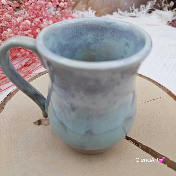 Kubek beczułka MAX duży ceramiczny Glena Art niebieskie niebo z uszkiem do kawy herbaty ulubiony kubek ceramiczny ceramika 400 ml