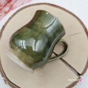 Kubek beczułka MAX duży ceramiczny Glena Art kolor ziemi zielony i granatowy z uszkiem kolory ziemi do kawy herbaty ulubiony kubek ceramiczny ceramika 400 ml