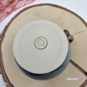 Kubek beczułka MAX duży ceramiczny Glena Art kolor ziemi brąz i granat z uszkiem kolory ziemi do kawy herbaty ulubiony kubek ceramiczny ceramika 400 ml