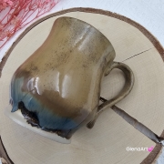 Kubek beczułka MAX duży ceramiczny Glena Art kolor ziemi brąz i granat z uszkiem kolory ziemi do kawy herbaty ulubiony kubek ceramiczny ceramika 400 ml
