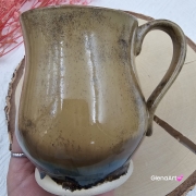 Kubek beczułka MAX duży ceramiczny Glena Art kolor ziemi brąz i granat z uszkiem kolory ziemi do kawy herbaty ulubiony kubek ceramiczny ceramika 400 ml