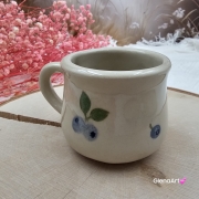 Kubek jagody ceramiczny slow i jagódki Glena Art beczułka mała kubeczek z uszkiem do kawy herbaty ulubiony kubek z napisem slow i jagódkami ceramiczny ceramika 120 ml