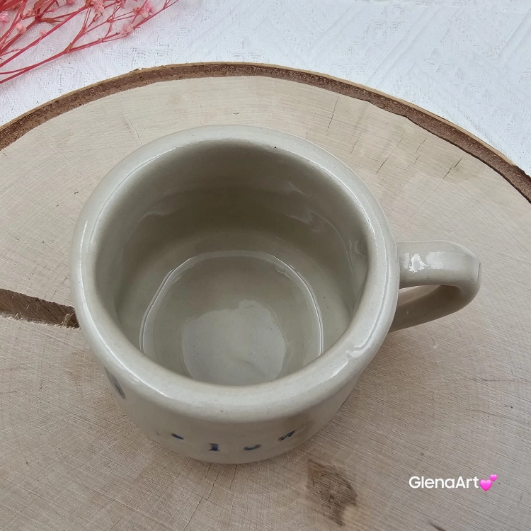 Kubek jagody ceramiczny slow i jagódki Glena Art beczułka mała kubeczek z uszkiem do kawy herbaty ulubiony kubek z napisem slow i jagódkami ceramiczny ceramika 120 ml