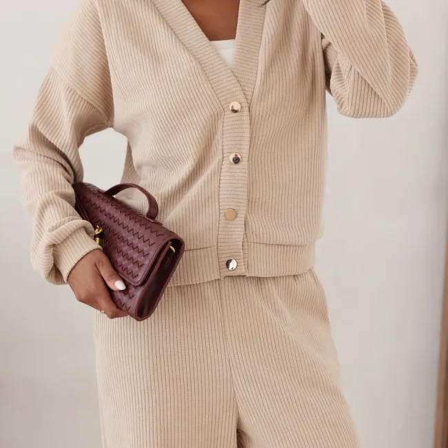 komplet sztruksowy z kardiganem noelle s/m i l/xl bluza rozpinana i spodnie