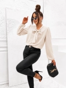 Bluzka koszula z kokardą snowflake s/m i l/xl beżowa elegancka bluzka