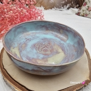 Miska ceramiczna jasna lawenda z wiewiórką Glena Art talerz głęboki na zupę 0,8 l ceramiczny niebieski ceramika rękodzieło ręcznie robiona z formy miska talerz do zupy z jasnej masy kamionkowej jasny niebieski