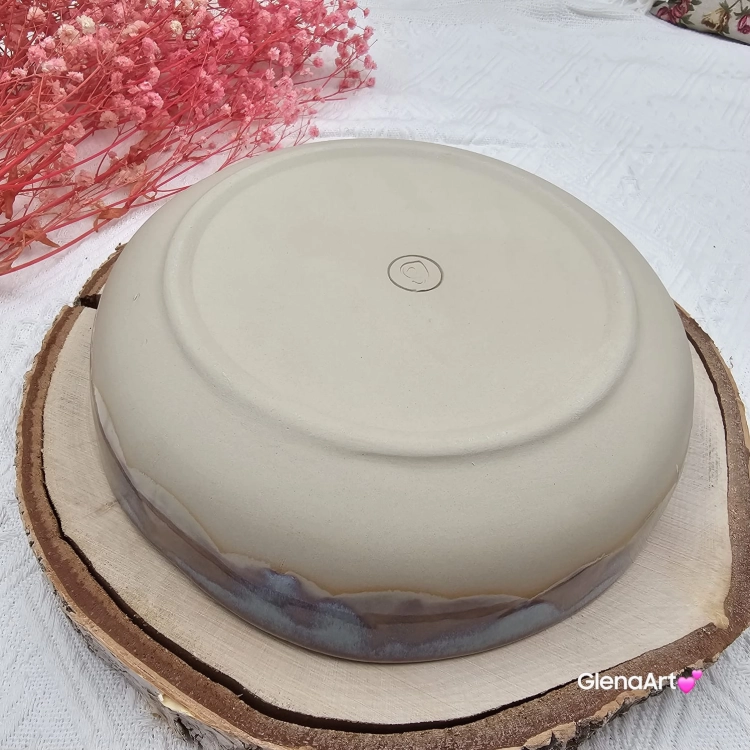 Miska ceramiczna jasna lawenda z wiewiórką Glena Art talerz głęboki na zupę 0,8 l ceramiczny niebieski ceramika rękodzieło ręcznie robiona z formy miska talerz do zupy z jasnej masy kamionkowej jasny niebieski