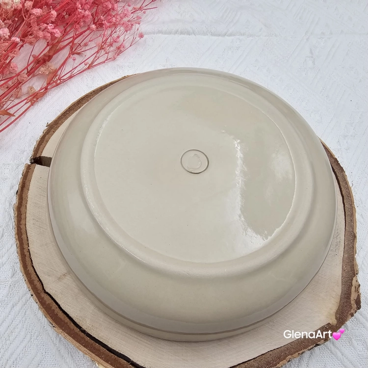Miska ceramiczna truskawka Glena Art talerz głęboki na zupę 0,8 l ceramiczny ceramika rękodzieło ręcznie robiona z formy miska talerz do zupy z jasnej masy kamionkowej malowana czerwona truskawka