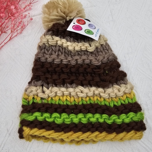 Czapka damska Marley limonka / brąz / beż / żółty zimowa/jesienna UNI ciepła i kolorowa czapka
