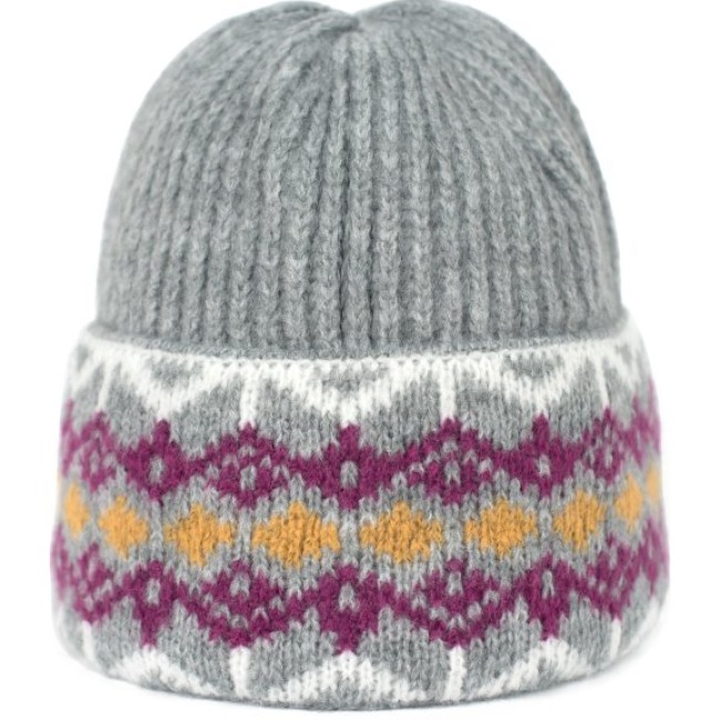 Czapka szara unisex ciepła północnica skandynawski wzór zimowa/jesienna ciepła czapka