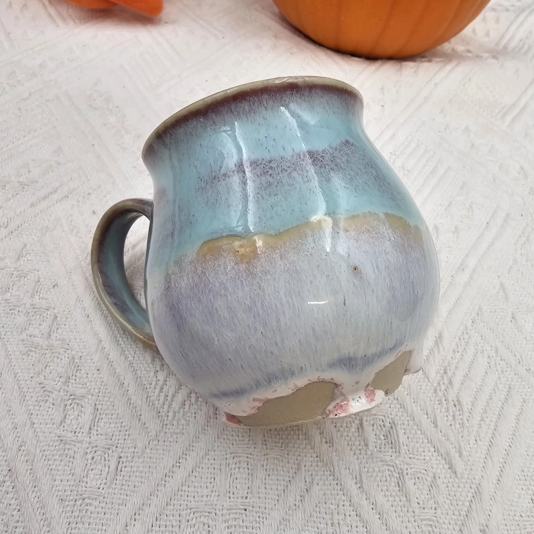 Kubek czeski błękitna chmurka nieidealny ceramiczny Glena Art beczułka niebieska kubek z uszkiem do kawy herbaty ulubiony kubek ceramiczny ceramika rękodzieło 250 ml