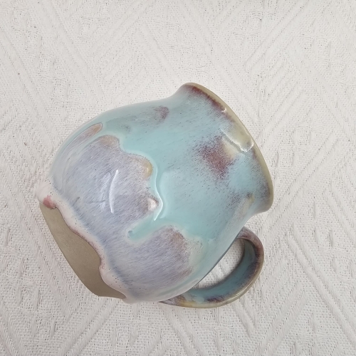 Kubek czeski błękitna chmurka nieidealny ceramiczny Glena Art beczułka niebieska kubek z uszkiem do kawy herbaty ulubiony kubek ceramiczny ceramika rękodzieło 250 ml