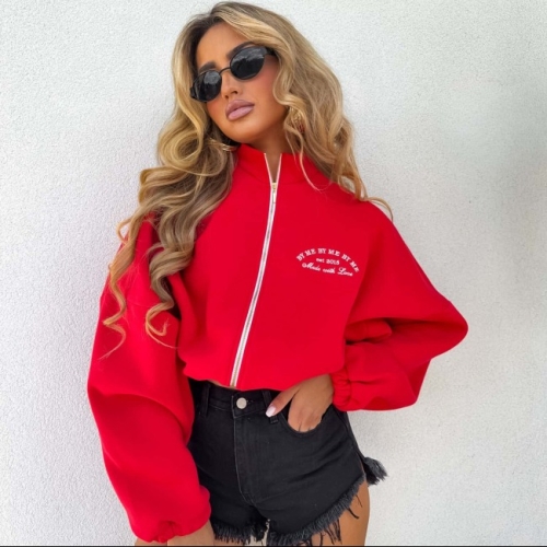 Bluza ARLA – czerwona XS i S sportowo casualowa rozpinana ciepła bluza BY Me