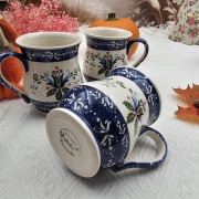 Kubek beczułka max kaszubski ceramiczny folkowy Franek kaszubska ceramika ręcznie zdobiony Arbata kaszubski wzór kubek 450 ml beczułka