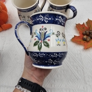 Kubek beczułka max kaszubski ceramiczny folkowy Franek kaszubska ceramika ręcznie zdobiony Arbata kaszubski wzór kubek 450 ml beczułka
