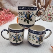 Kubek kaszubski średni 200 ml ceramiczny folkowy Aleksandra kaszubska ceramika ręcznie zdobiony Arbata kaszubski wzór kubek 200 ml uroczy mniejszy kubek taki idealny do małej kawy