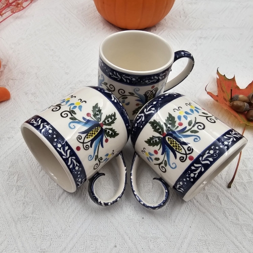 Kubek kaszubski średni 200 ml ceramiczny folkowy Aleksandra kaszubska ceramika ręcznie zdobiony Arbata kaszubski wzór kubek 200 ml uroczy mniejszy kubek taki idealny do małej kawy