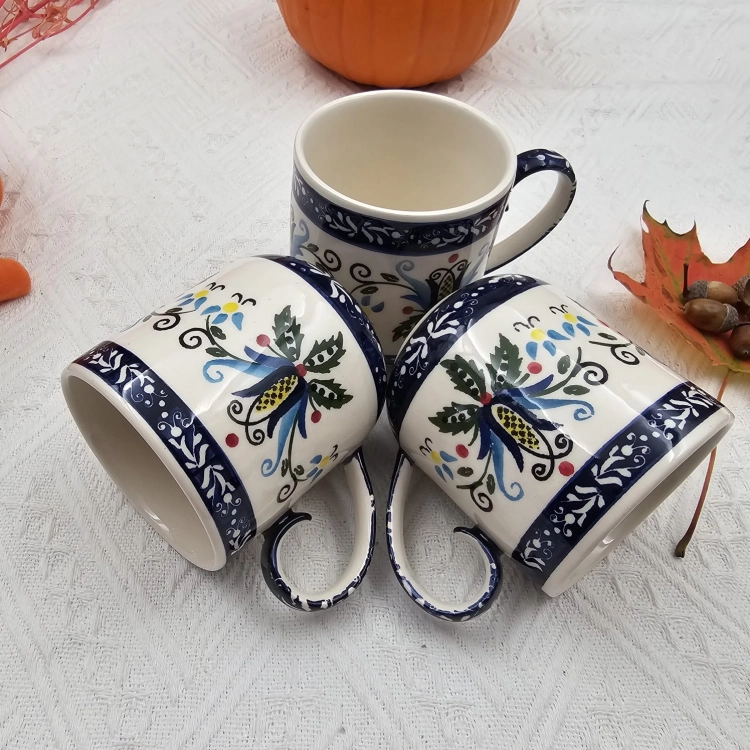 Kubek kaszubski średni 200 ml ceramiczny folkowy Aleksandra kaszubska ceramika ręcznie zdobiony Arbata kaszubski wzór kubek 200 ml uroczy mniejszy kubek taki idealny do małej kawy