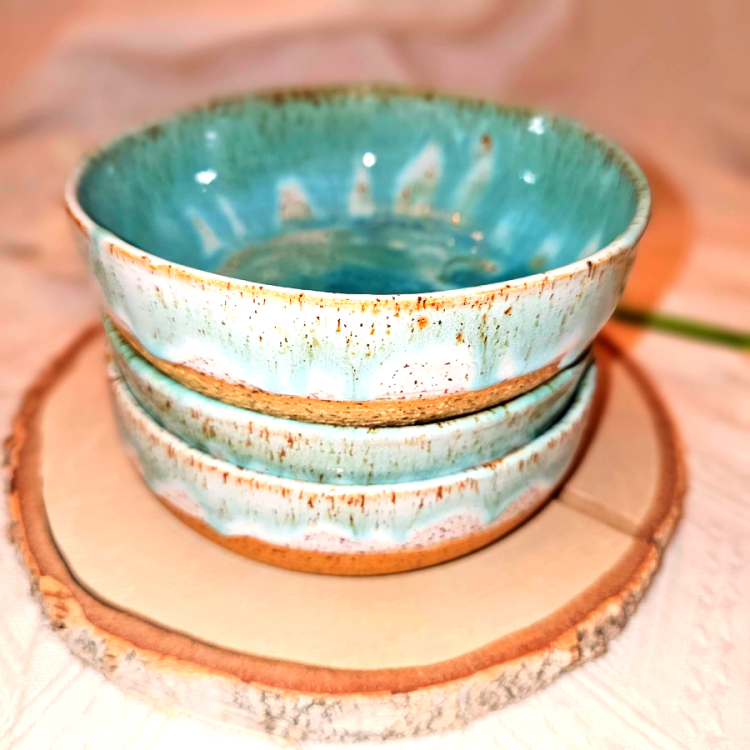 Miska ceramiczna do zupy obiadowa niebiesko-zielona MORSKA