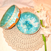 Miska ceramiczna do zupy obiadowa niebiesko-zielona MORSKA