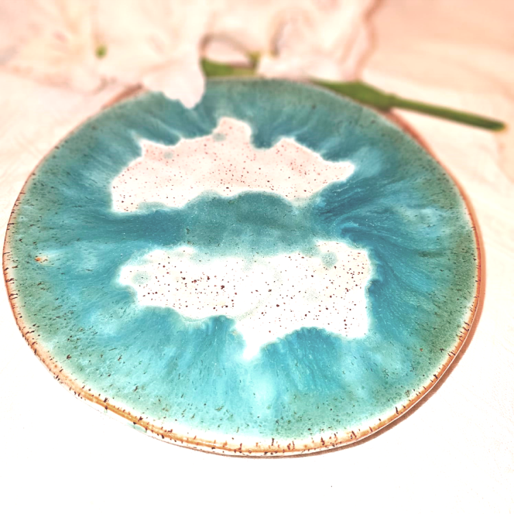 Talerz ceramiczny obiadowy niebiesko-zielony MORSKI