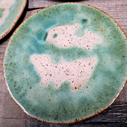 Talerz ceramiczny obiadowy niebiesko-zielony MORSKI