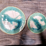 Talerz ceramiczny śniadaniowy niebiesko-zielony MORSKI