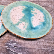 Talerz ceramiczny śniadaniowy niebiesko-zielony MORSKI