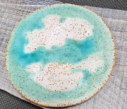 Talerz ceramiczny śniadaniowy niebiesko-zielony MORSKI