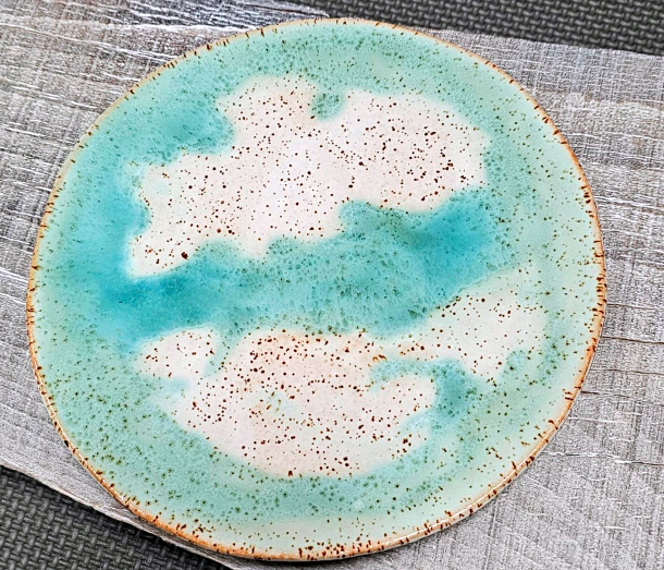 Talerz ceramiczny śniadaniowy niebiesko-zielony MORSKI