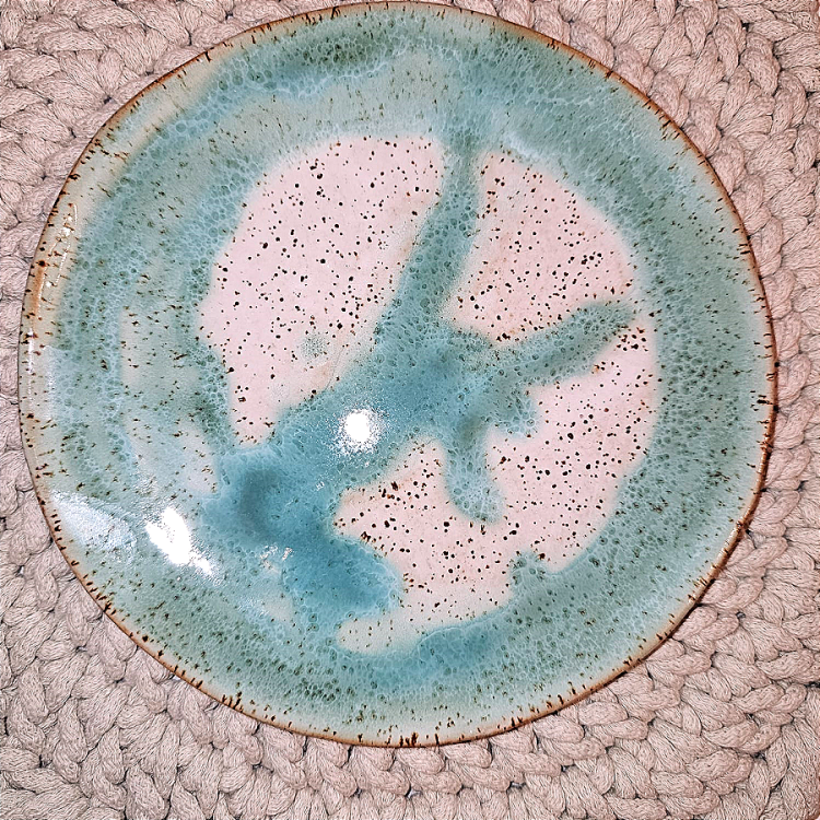 Talerz ceramiczny śniadaniowy niebiesko-zielony MORSKI